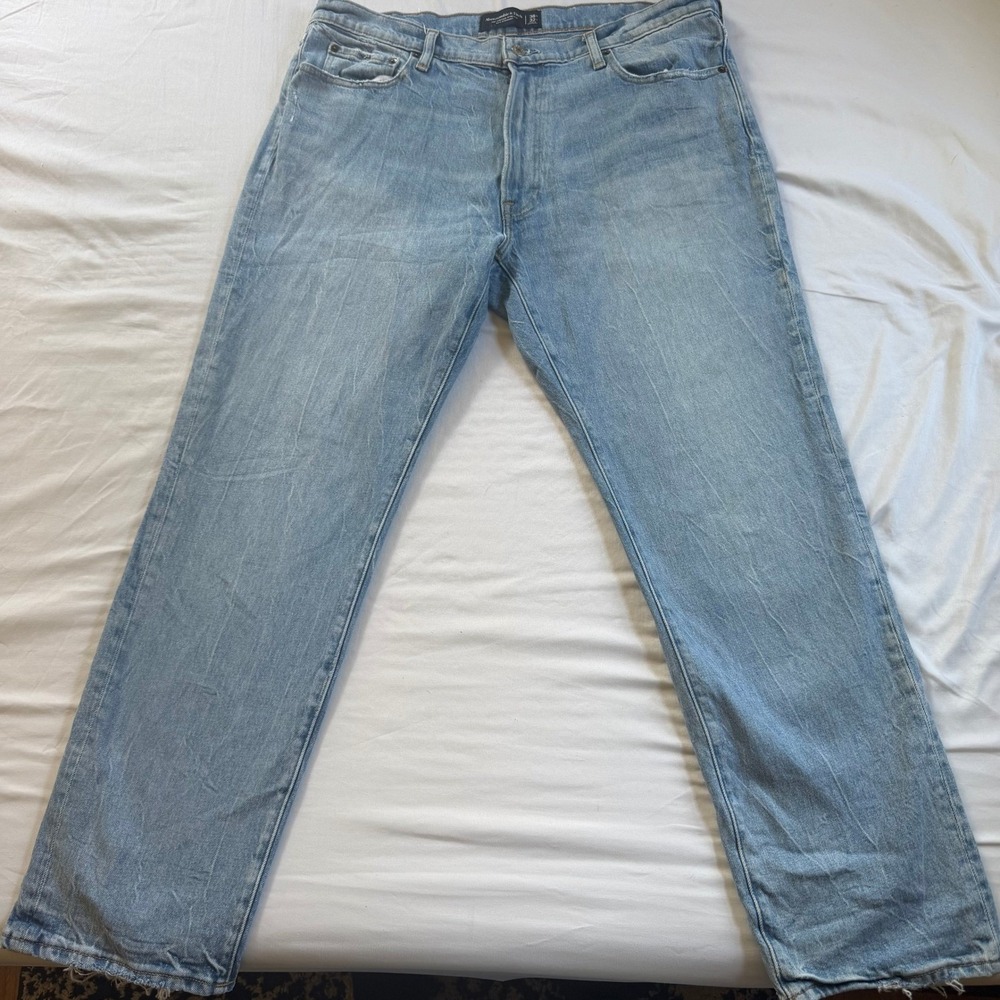 Abercrombie & Fitch 90s Straight Jeans Men 38x32 Light Wash Vintage Stretch Blue